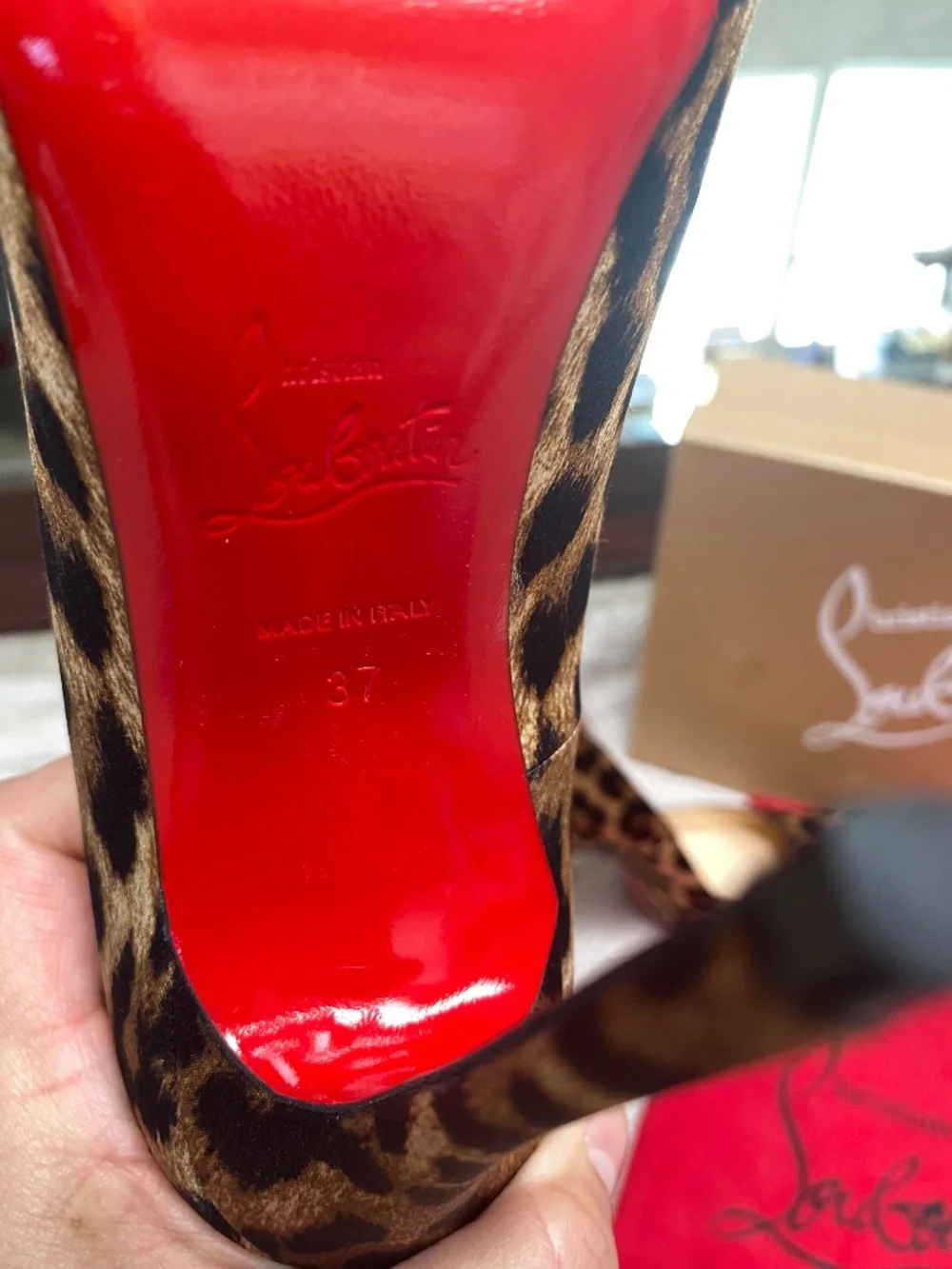 Christian Louboutin So Kate 120 Satin Leopard heels